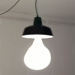 "Light Blub Installation" with metal lampshade